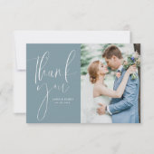 white script bruiloft bedankt fotokaart (Voorkant)