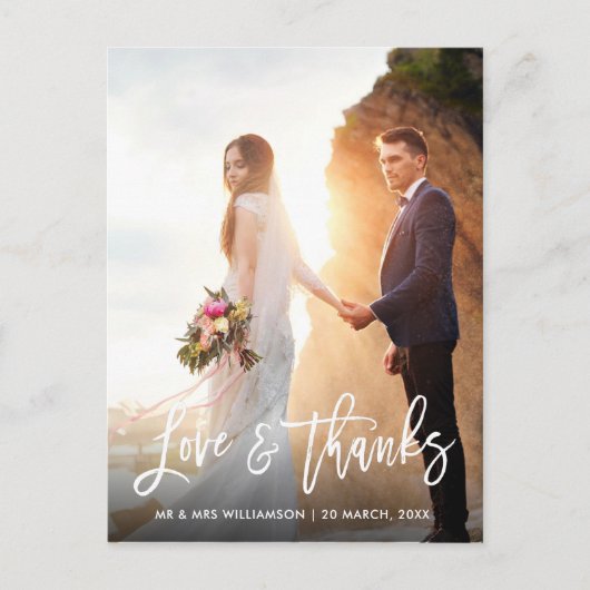 white script bruiloft bedankt fotokaart briefkaart (Voorkant)