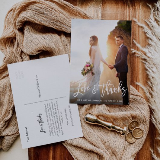 white script bruiloft bedankt fotokaart briefkaart