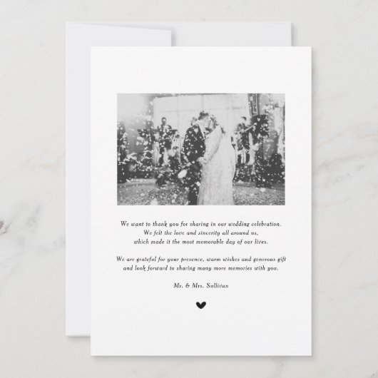 White  script bruiloft foto Hartelijk dank Bedankkaart (Achterkant)