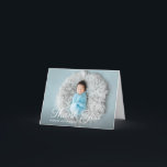 White Script Doopsel Foto Dank u kaart<br><div class="desc">doop dank u fotokaart ontwerp met wit script. De tekst en de formulering samen met andere kenmerken van dit ontwerp kunnen worden aangepast.</div>