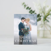 White script Eerste kerst bruiloft aankondiging Briefkaart (Staand voorkant)