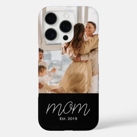 White Script Established Mom Black Customizable  Case-Mate iPhone Case (Achterkant)