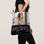 White Script Established Mom Black Customizable  Tote Bag (Dichtbij)