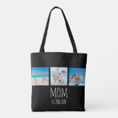 White Script Established Mom Black Tote Bag (Achterkant)
