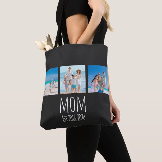 White Script Established Mom Black Tote Bag (Dichtbij)