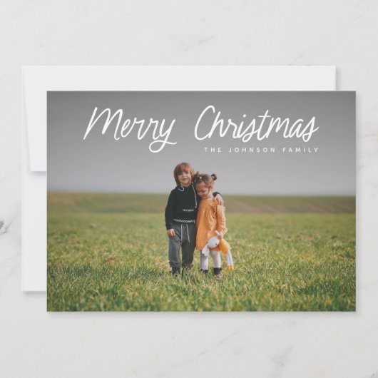 White Script Full-Kerstmis Feestdagenkaart (Voorkant)