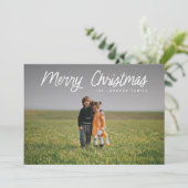 White Script Full-Kerstmis Feestdagenkaart (Staand voorkant)