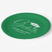 White Script Graduation Cap groen Papieren Bordje (Gekanteld)