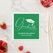 White Script Graduation Cap groen Servet (Insitu)