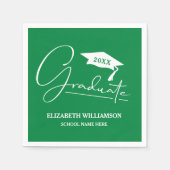 White Script Graduation Cap groen Servet (Voorkant)