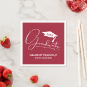 White Script Graduation Cap Maroon Servet (Insitu)