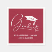 White Script Graduation Cap Maroon Servet (Voorkant)