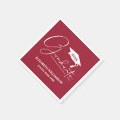 White Script Graduation Cap Maroon Servet (Hoek)