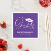 White Script Graduation Cap Paarse Servet (Insitu)