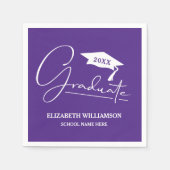 White Script Graduation Cap Paarse Servet (Voorkant)