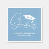 White Script Graduation Cap Powder Blue Servet (Voorkant)