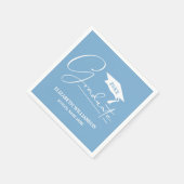 White Script Graduation Cap Powder Blue Servet (Hoek)