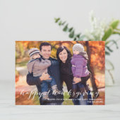 White Script Happy Thanksgiving-fotokaart Feestdagenkaart (Staand voorkant)