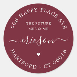 White Script Het toekomstige bruiloft retour adres Ronde Sticker