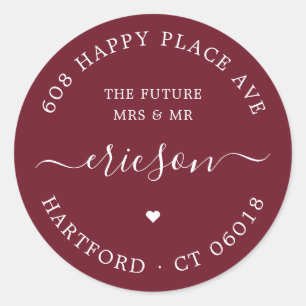 White Script Het toekomstige bruiloft retour adres Ronde Sticker