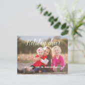 White Script Holiday Cheer Photo Briefkaart (Staand voorkant)