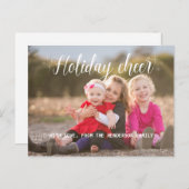 White Script Holiday Cheer Photo Briefkaart (Voorkant / Achterkant)