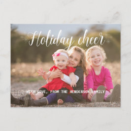 White Script Holiday Cheer Photo Briefkaart