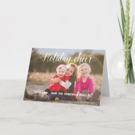 White Script Holiday Cheer Photo Wenskaart Feestdagen Kaart