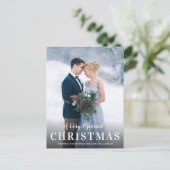 White script kerst bruiloft aankondiging briefkaart (Staand voorkant)