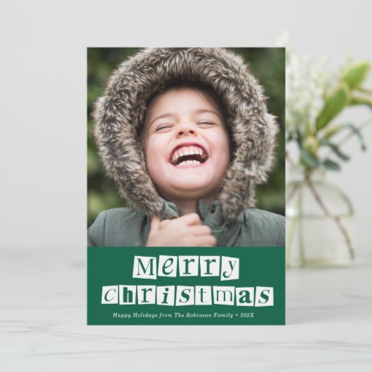 White Script Kerstkaart (Staand voorkant)