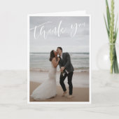 White Script Large Weddenschap Foto Hartelijk dank Bedankkaart (Voorkant)