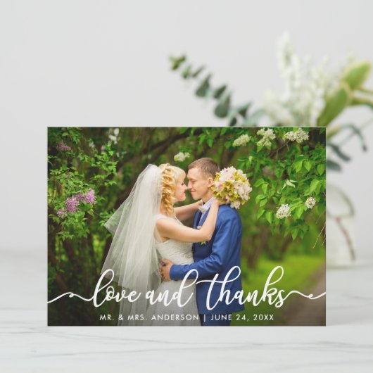 White Script Love en Bedankt | Weddenfoto (Staand voorkant)