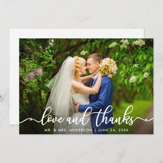 White Script Love en Bedankt | Weddenfoto (Voorkant / Achterkant)