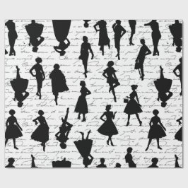 White script midden jaren 1950  silhouet cadeaupapier