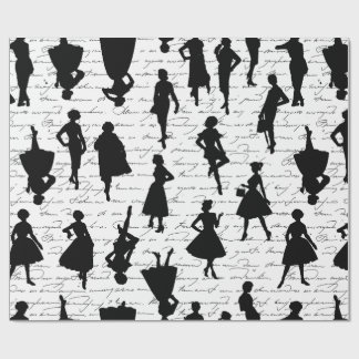 White script midden jaren 1950  silhouet cadeaupapier