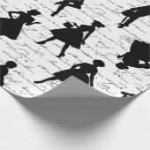 White script midden jaren 1950 silhouet cadeaupapier (Hoek)