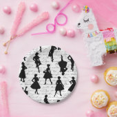 White script midden jaren 1950  silhouet papieren bordje (Feest)