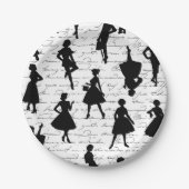 White script midden jaren 1950 silhouet papieren bordje (Voorkant)