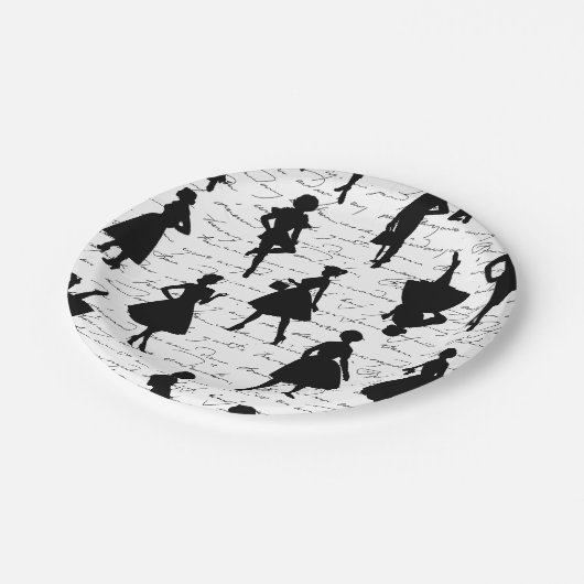 White script midden jaren 1950  silhouet papieren bordje (Gekanteld)