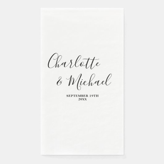 White Script minimalistische bruiloft Servet (Voorkant)
