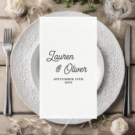 White Script minimalistische bruiloft Servet