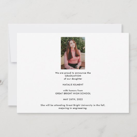 White Script Modern Afstuderen Afstuderen Foto Aankondiging (Achterkant)