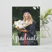 White Script Modern Afstuderen Afstuderen Foto Kaart (Staand voorkant)