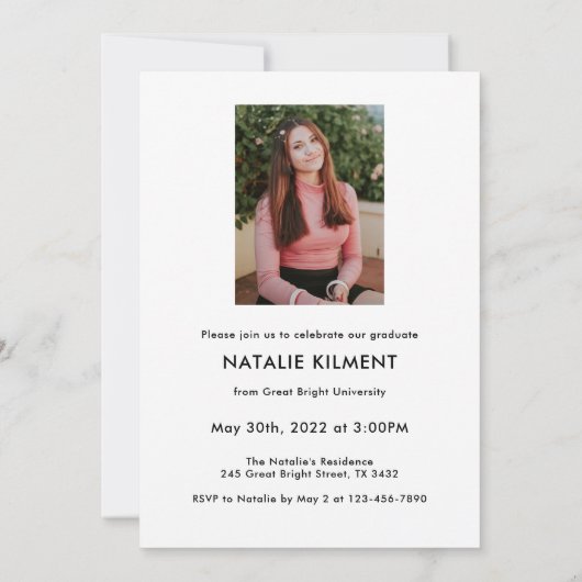 White Script Modern Afstuderen Afstuderen Foto Kaart (Achterkant)