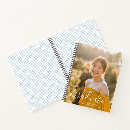 White Script Modern Afstuderen Afstuderen Foto Notitieboek (Binnen)