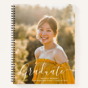 White Script Modern Afstuderen Afstuderen Foto Notitieboek