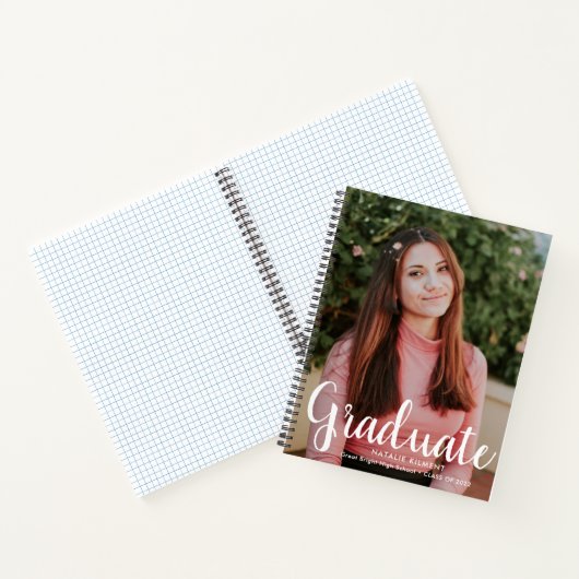 White Script Modern Afstuderen Afstuderen Foto Notitieboek (Binnen)