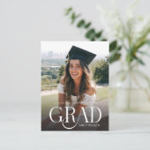 White Script Modern Graduate Photo Graduation Briefkaart (Staand voorkant)