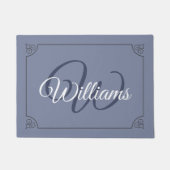 white script monogram blue home doormat deurmat (Voorkant)